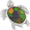 Starborn Ammolite Sterling Silver Sea Turtle Pendant