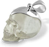 Starborn Creations Sterling Silver Hand Carved Quartz Crystal Skull Pendant