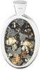 Starborn Sericho-Pallasit-Meteorit (Peridot-Einschlüsse), ovaler Anhänger in 925er-Sterlingsilberfassung