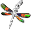Starborn Ammolite and Sterling Silver Dragonfly Pendant with Bail