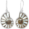 Starborn Ammonite with Mother of Pearl Inlay Earrings in Sterling Silver