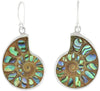 Starborn Ammonite with Abalone Inlay Earrings in 925 Sterling Silver Small