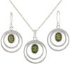 Starborn Faceted Moldavite Pendant and Earrings Set Oval in 925 Sterling Silver