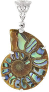 Starborn-Ammoniten-Anhänger mit Abalone-Intarsien (Paua-Muschel) aus 925er-Sterlingsilber