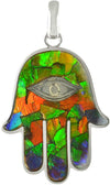 Starborn Ammolite Hamsa Hand Pendant in Sterling Silver