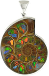 Starborn Ammolite in Ammonite Inlay Work Inlay Sterling Silver Pendant