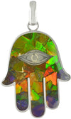 Starborn Ammolite Hamsa Hand Pendant in Sterling Silver