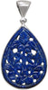 Lapislazuli-Amulett-Anhänger 5 cm, Blume des Lebens, handgefertigt aus 925er Sterlingsilber