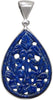 Lapis Lazuli Amulet Pendant 5 cm Flower of Life Handmade 925 Sterling Silver