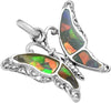 Starborn opalized Canadian Ammolite 925 Sterling Silver Butterfly Pendant with Bale