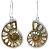 Starborn Ammonite with Mother of Pearl Inlay Earrings in Sterling Silver