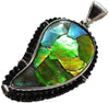 Starborn Ammolite with Spinel Black Natural Pendant 925 Sterling Silver