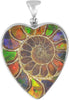 Starborn Ammolite in Ammonite Sterling Silver Heart Pendant