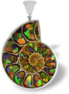 Starborn Ammolite in Ammonite Inlay Work Inlay Sterling Silver Pendant