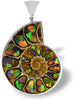 Starborn Ammolite in Ammonite Inlay Work Inlay Sterling Silver Pendant