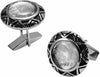 Starborn Creations Sterling Silver Round Muonionalusta Meteorite Cuff Links