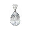 Starborn Creations Sterling Silver Concave Cut Faceted Clear Quartz with White Topaz Pave Pendant