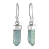 Starborn Aqua Aura Quartz Crystal Point Sterling Silver Drop Earrings