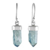 Starborn Aqua Aura Quartz Crystal Point Sterling Silver Drop Earrings