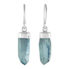 Starborn Aqua Aura Quartz Crystal Point Sterling Silver Drop Earrings