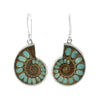 Starborn Ammonite with Turquoise Inlay Earrings in Fine Sterling Silver