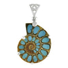 Starborn Ammonite with Turquoise Inlay Pendant in Sterling Silver
