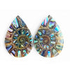 Ammonite with Abalone Inlay Cabochons 25mm - 1 pair
