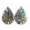 Ammonite with Abalone Inlay Cabochons 25mm - 1 pair