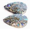 Ammonite with Abalone Inlay Cabochons 25mm - 1 pair