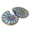 Ammonite Half with Pyrite Inlay Cabochons 20-23mm - 1 pair