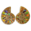 Ammonite Half with Ammolite Inlay Cabochons 29-31mm - 1 pair