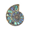 Ammonite Half with Abalone Inlay Cabochon 35mm - 1 piece