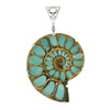 Starborn Ammonite with Turquoise Inlay Pendant in Sterling Silver, Large