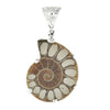 Starborn-Pyrit-eingelegter Ammonit-Anhänger aus Sterlingsilber mit filigranem Ballen