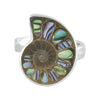 Starborn Ammonit mit Abalone-Muschel-Inlay-Ring aus Sterlingsilber 