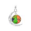 Starborn Ammolite and Faceted Quartz Crescent Moon Pendant in Sterling Silver