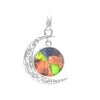 Starborn Ammolite and Faceted Quartz Crescent Moon Pendant in Sterling Silver