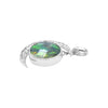 Starborn Ammolite and Faceted Quartz Crescent Moon Pendant in Sterling Silver