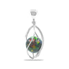 Ammolite Sphere Spiral Cage Pendant in Sterling Silver