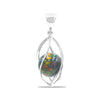 Ammolite Sphere Spiral Cage Pendant in Sterling Silver