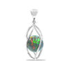 Ammolite Sphere Spiral Cage Pendant in Sterling Silver