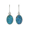 Starborn Quartz Drusy Blue Earrings in Sterling Silver