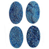 Drusy Blue Große ovale Cabochons 35 mm – 4 Stück 