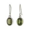 Starborn Moldavite Faceted Oval Earrings in Sterling Silver