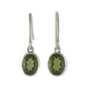 Starborn Moldavite Faceted Oval Earrings in Sterling Silver