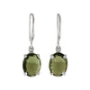 Starborn Moldavite Faceted Oval Drop Earrings in Sterling SIlver