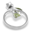 Starborn Faceted Moldavite Heart and Star Ring in Sterling Silver