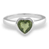 Starborn Faceted Heart Shaped Moldavite Sterling Silver Ring