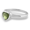 Starborn Faceted Heart Shaped Moldavite Sterling Silver Ring