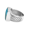 Starborn Peruvian Blue Opal Men’s Style Ring in Sterling Silver